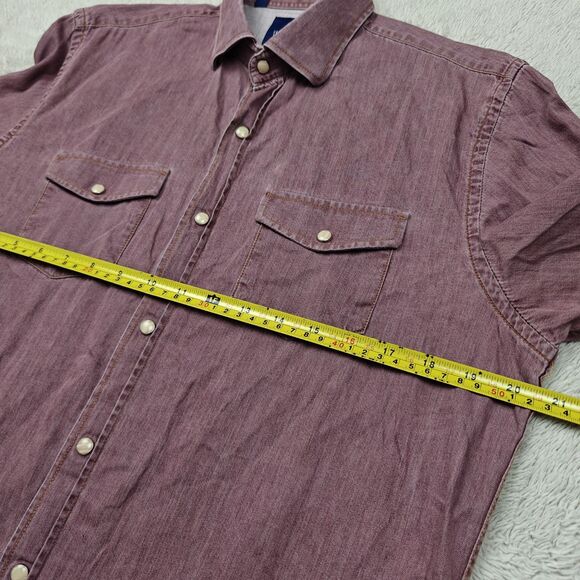 Luchiano Visconti Shirt Men's S Red Snap Buttons 100% Cotton - Picture 6 of 7